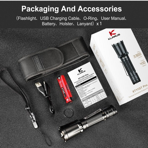 Lampe Torche Klarus XT11GT PRO V2 – 3300 Lumens tactique et rechargeable